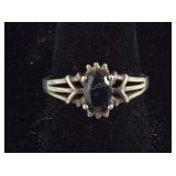 925 Sterling SIZE 8 DEEP Blue Oval Ring
