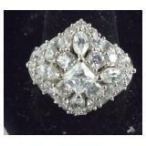 Sparkling CZ 925 Sterling Large Cluster Ring SIZE