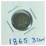 Rare 1865 Three Cent Nickel