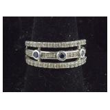 925 Sterling Sapphire/CZ Ring SIZE 6.5