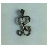 925 Sterling "B" Pendant