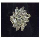 925 Sterling CZ Cluster Ring Vintage Look SIZE
