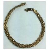 Gold Over Sterling Braided 7.5" Bracelet