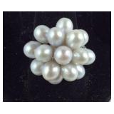 925 Sterling Deco Look Pearl Cluster Ring SIZE 7