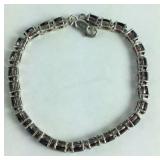 925 Sterling Amethyst Oval 7" Bracelet