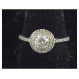 925 Sterling 1Ct Double Halo Band Round CZ Ring