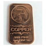 One ounce .999 Copper Indian Head Bar