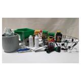 Garden items: sprinkler, Mist Soaker, flowerpot,