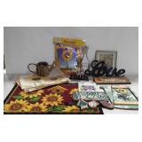 Flower decor group, scatter rug, Welcome signs,