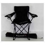 Folding chair with First Bank logo on bag