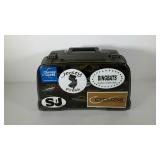 Tackle box full of fishing tackle. Includes lots