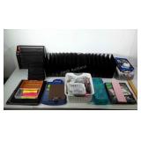 Office supplies and books, in two totes