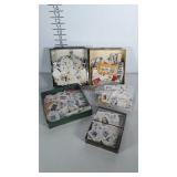 5 small boxes of used stamps.