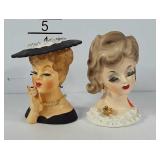 Napco pottery head vases, two