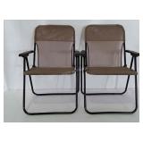 Two mesh folding outdoor chairs