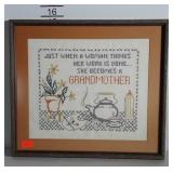 Grandmother needlepoint, matted and framed and in