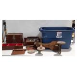 Wooden Project Lot & 25 Gal. Tote, includes Horse