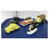 Five vehicular pieces. Some are Dept. 56.