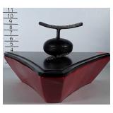 Larger pottery art bowl in triangular shape with