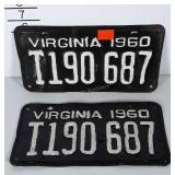 Set of 1960 Virginia license plates.  These have