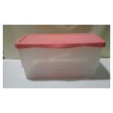 Homz clear tote with lid. Approximately 18