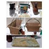 Home Goods Decorating Lot, wicker magazine rack,
