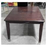 Table, dark color finish with use present as