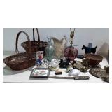 Home Decor: lamp base, bookend, basket, vases,