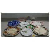 China lot. Assorted plates, hat pin holder, tea