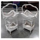 Pair of Wicker Handled Planter Basket Stands,