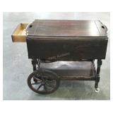 Drop leaf, wheeled tea cart with single drawer.