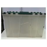 Contico 12 gallon clear tote with locking lid.