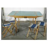 Camp table and stools. It all foods up into table