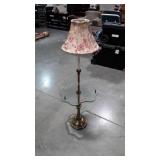 Lamp, brass with glass shelf floor type, brass
