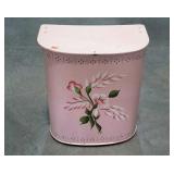 Vintage metal laundry hamper with painted