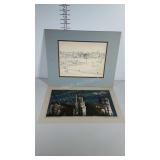 Unframed art, Norman Wade print of Durham