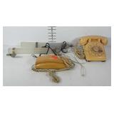 2 Wall Mount Lights, & 2 Vintage Telephones, 1 is