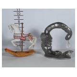 Carousel Horse pieces. One is a ceramic rocking