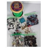 Old Empire Sewing Thread tin and several bags of