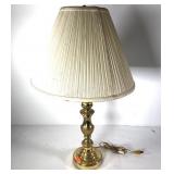 Brass table lamp with shade, 30" tall, needs