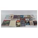 Lot of books including religious books, food and