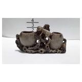 Soap Stone carved monkey vase