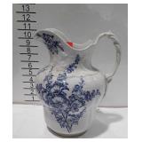 Blue and white China pitcher