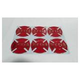 6 Plastic fire department stick on emblems