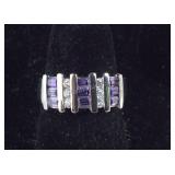 Amethyst & CZ  Band  , size 7 plated