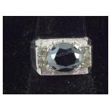 Wide Hematite & CZ Ring 5.8, grams , size 6.75