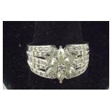 Wide CZ Flower Shape Ring 5.8, grams , size 10