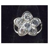 Nice CZ Flower Ring 6.7, grams , size 6