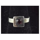 Vintage Framed Cabochon Garnet Ring 3, grams ,