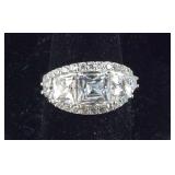 3-Stone CZ Band Ring Signed TYCOON 7.9, grams ,